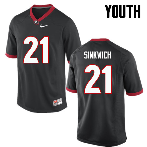 Youth Georgia Bulldogs #21 Frank Sinkwich College Football Jerseys-Black - Click Image to Close